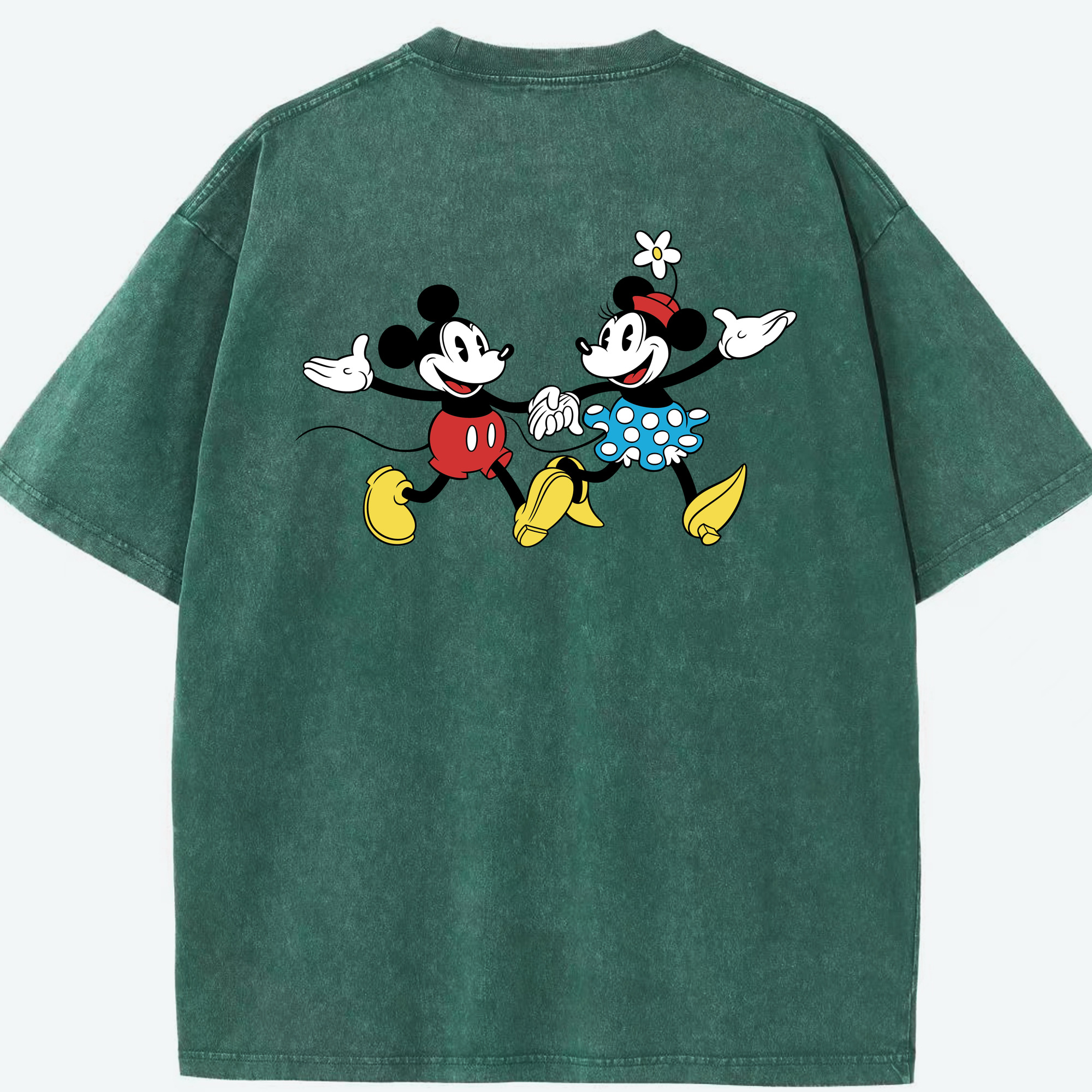 （画像用） ミッキーマウス Mickey Mouse 綿100% ヴィンテージ風 半袖Tシャツ（背面プリント）
